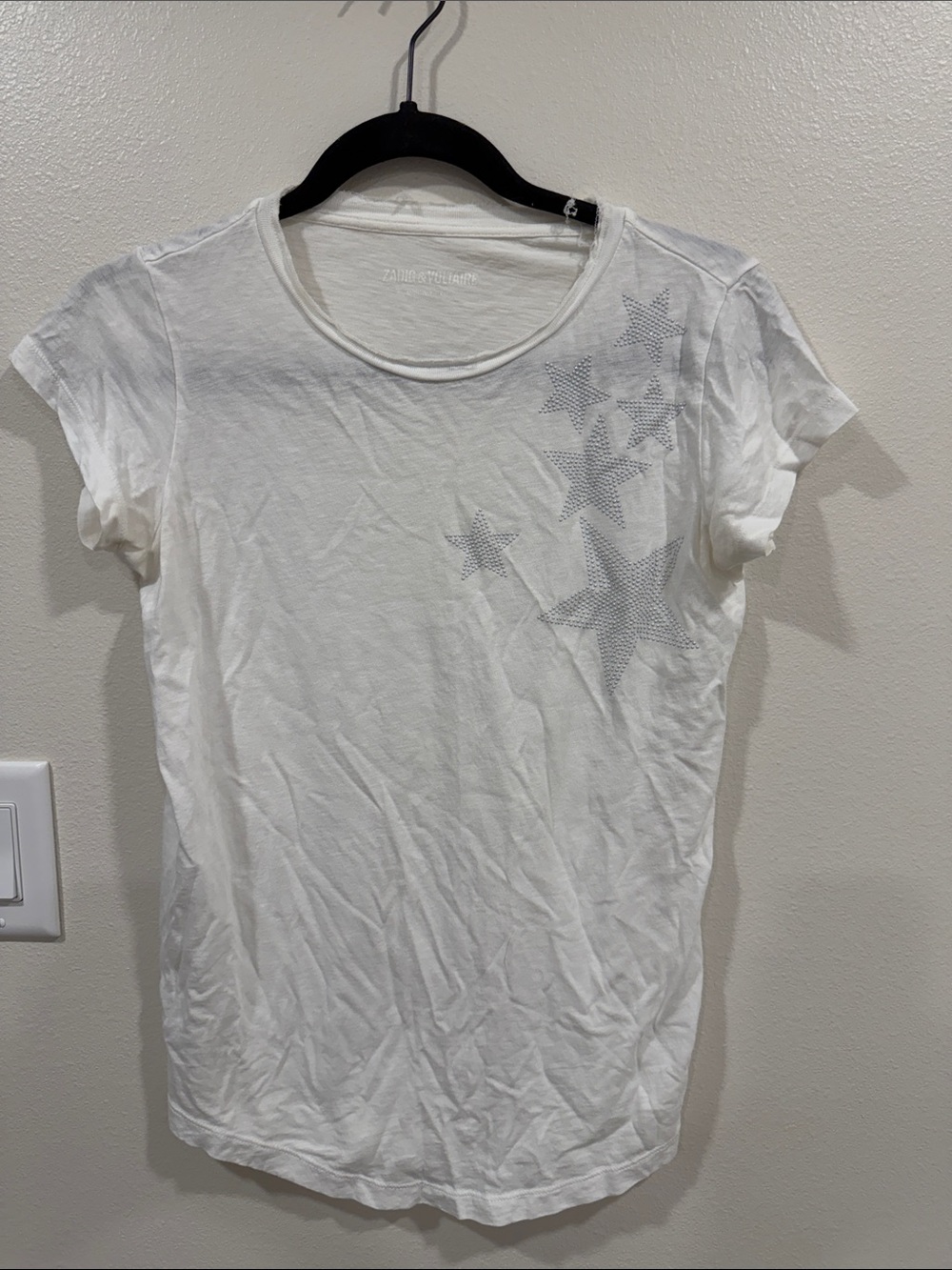 Zadig & Voltaire womens white star decal tee